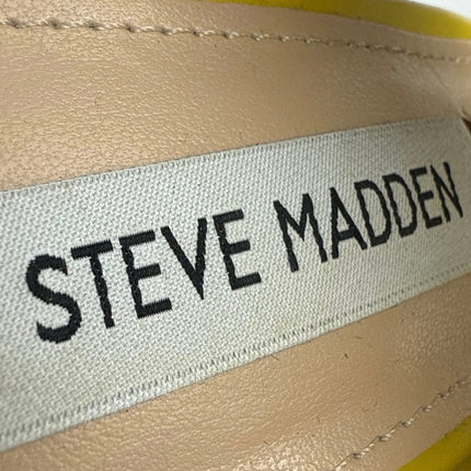 Steve Madden Kenley Yellow Braided Woven Leather Square Toe Heels Sandals Sz 6.5