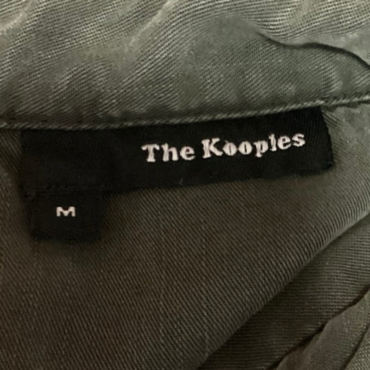 The Kooples Green Denim Jean Pocket Cropped Button Down Trucker Jacket Size M