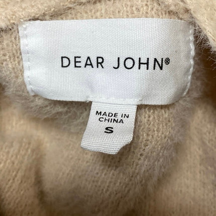Dear John Beige Tan Khaki Long Sleeve Open Pocket Long Cardigan Sweater Top Sz S
