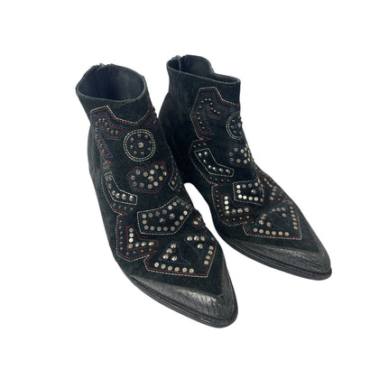 Zadig & Voltaire Modz Neo Clous Black Back Zip Pointed Toe Ankle Boots Size 9.5