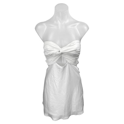 Princess Polly Shellie White Silk Satin Bandeau Twist Cutout Mini A Li Brie Princess Polly Shellie White Silk Satin Bandeau Twist Cutout Mini A Li Brie