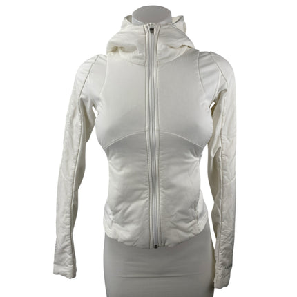Lululemon Push Your Pace Women's White Hoodie Full Zip Athletic Jacket Size 2