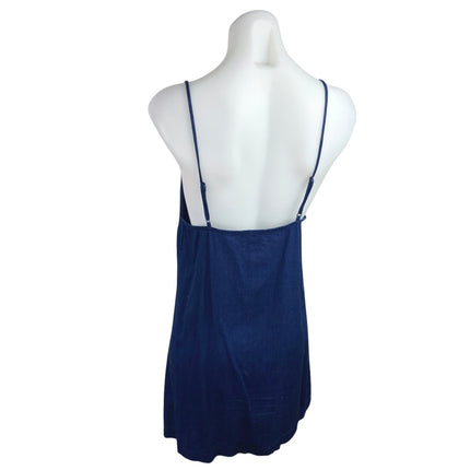 Aritzia Wilfred Blue Chambray Sleeveless Cami Camisole Mini Denim Tank Dress S