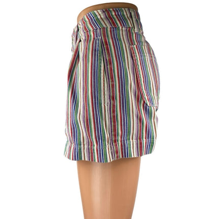 Urban Outfitters BDG Multicolor Striped Button Fly High Waisted Mini Shorts Sz 0