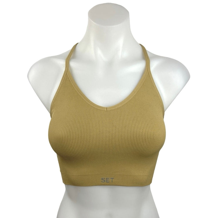 Set Active Women's Yellow Sleeveless Scoop Neck Activewear Sports Top Size XS