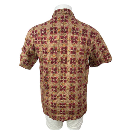 Axist 100% Linen Men's Multicolor Geometric Short Sleeve Button Down Shirt Top M