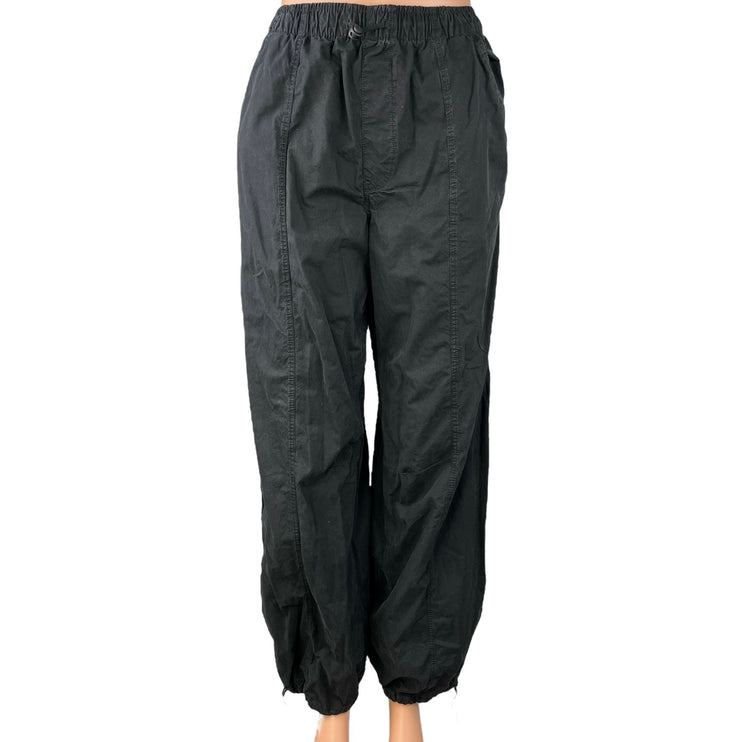 Zara Black Elastic Waist Wide Leg Pull On Windbreaker Parachute Jogger Pants M