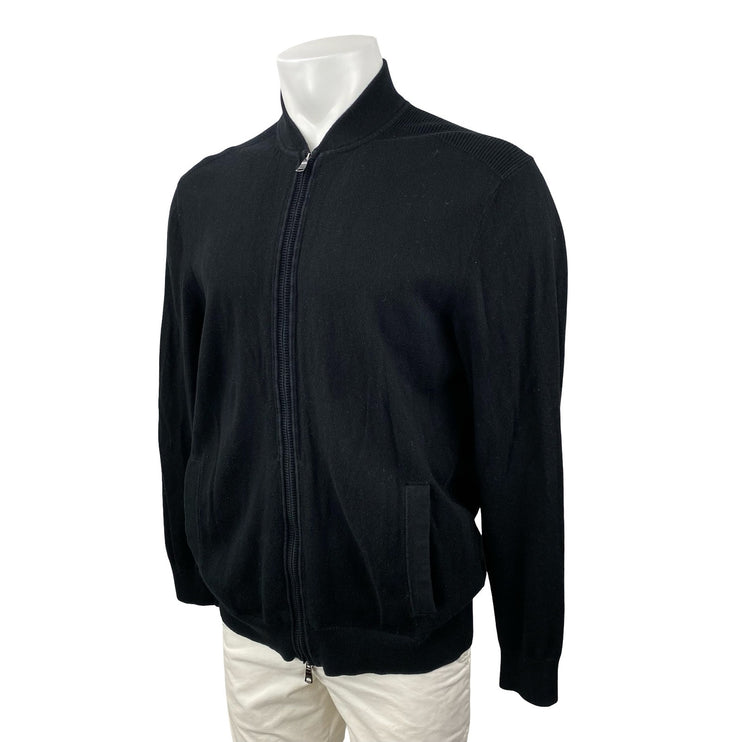Banana Republic Men's Black Cashmere Long Sleeve Sweatshirt Bomber Coat Jacket L