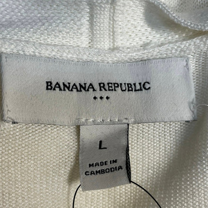 Banana Republic White Long Sleeve V Neck Faux Wrap Surplice Blouse Top Size L