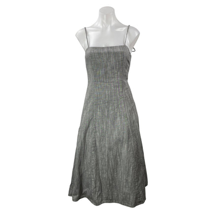 A Dong Silk Gray Sleeveless Tie Cami Square Neck A Line Fit & Flare Midi Dress S
