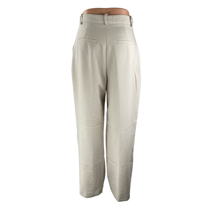 Zara Women's White High Waisted Wide Leg Baggy Trousers Dress Pants Size S