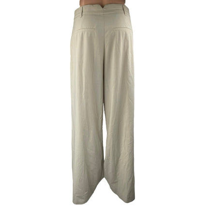 Zara Women's Beige High Waisted Pleated Wide Leg Trousers Dress Pants Size S