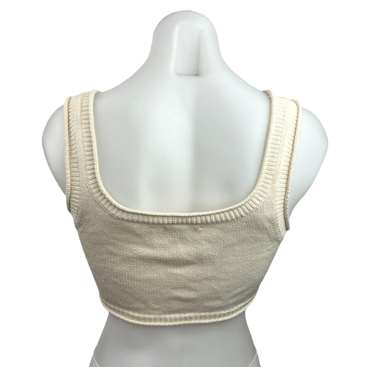 Reformation Womens Cream White Sleeveless Scoop Neck Knit Crop Tank Top Size XS