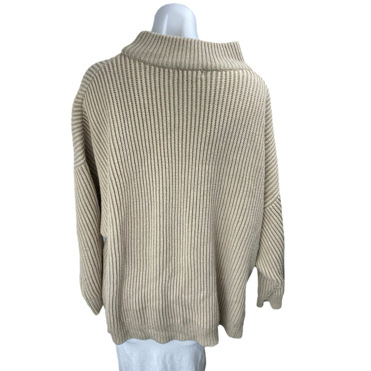 Topshop Brown Tan Rib Knit Funnel Neck Long Sleeve Sweatshirt Sweater Top Sz 12