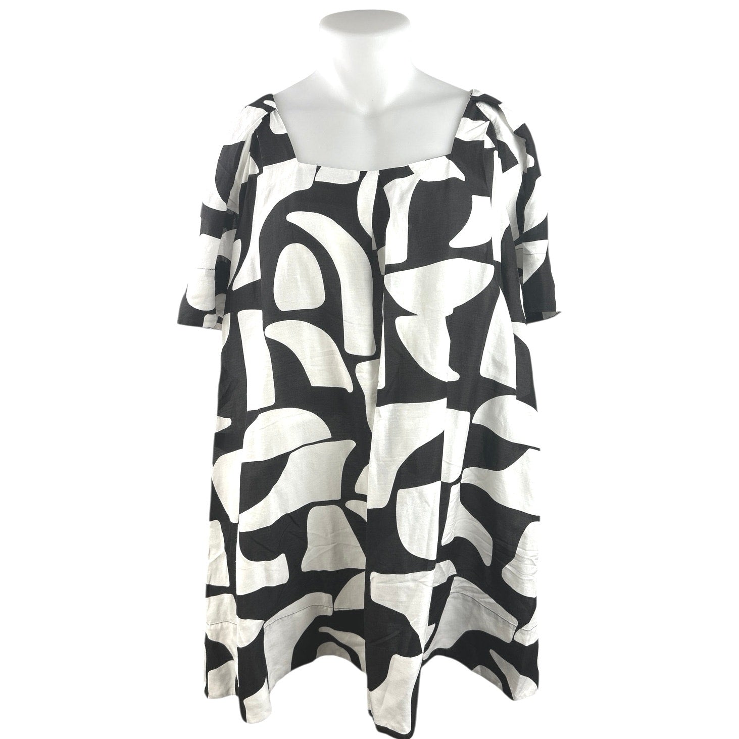 Country Road Black White Linen Abstract Short Sleeve Mini Shift Dress Size 12 Country Road Black White Linen Abstract Short Sleeve Mini Shift Dress Size 12