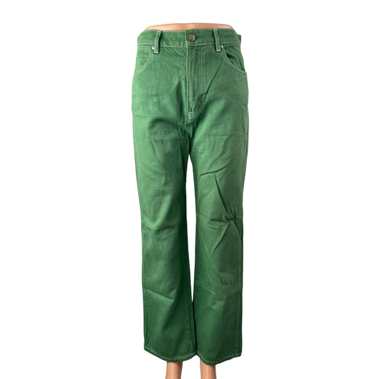 Reformation Jeans Green High Rise Barrel Wide Leg Carpenter Denim Jeans Pants 26