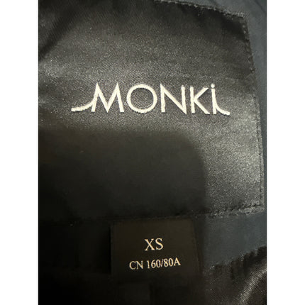 Monki Women's Blue Long Sleeve Belted Tie Waist Button Trench Coat Jacket Sz XS