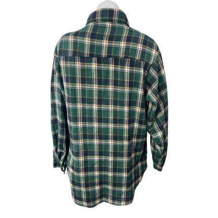 Missguided Women's Green Plaid Flannel Long Sleeve Button Down Shirt Top Size 4