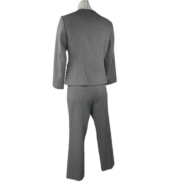 Ann Taylor Women's Gray Button Down Blazer & Trousers Pants 2Pc Suit Set Sz 0/2