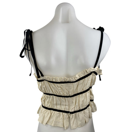 Klesis Women's Beige Sleeveless Tie Ruffle Ruched Cami Camisole Tank Top Size L