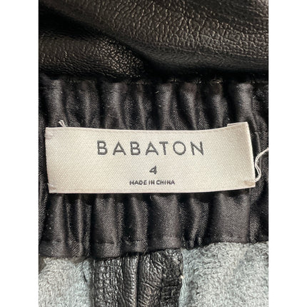 Aritzia Babaton Black Faux Vegan Leather High Rise Wide Leg Trousers Pants Sz 4
