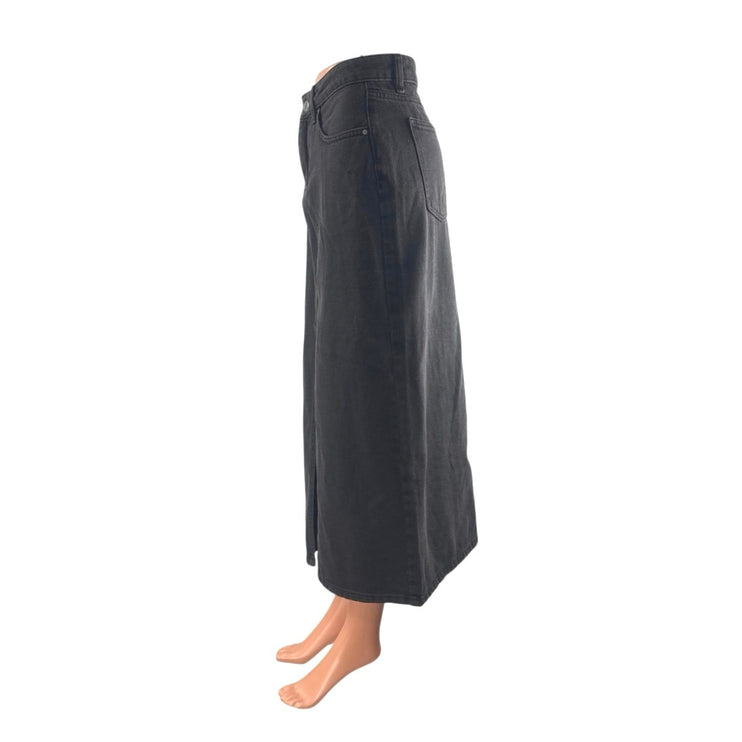 Cotton On Bailey Black High Waist Front Slit Straight Denim Jean Maxi Skirt Sz 6