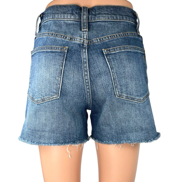 Madewell Blue Medium Wash High Rise Frayed Raw Hem Cut Off Denim Jeans Shorts 25