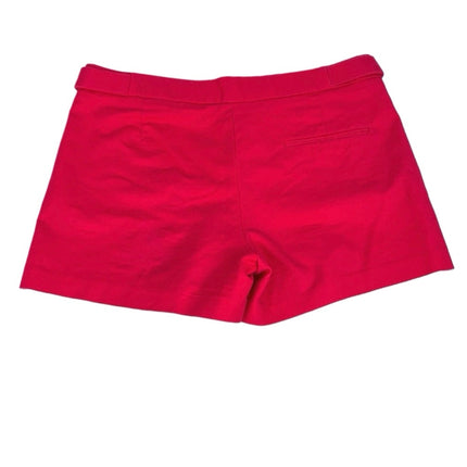 Zara Basic Red Mid Rise Button Stretch Solid Chic Preppy Casual Shorts Size M