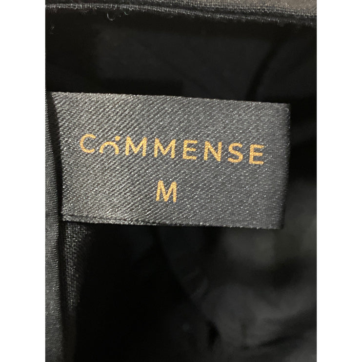 Commense Women's Black High Rise Pleated Loose Straight Trousers Pants Size M