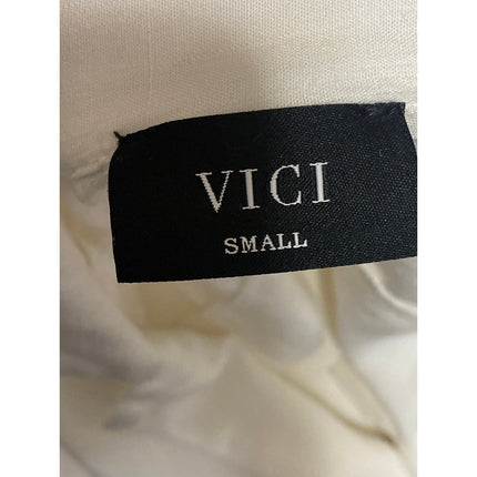 Vici Kienna Women's White Textured Drape V Neck Short Sleeve Wrap Blouse Top S