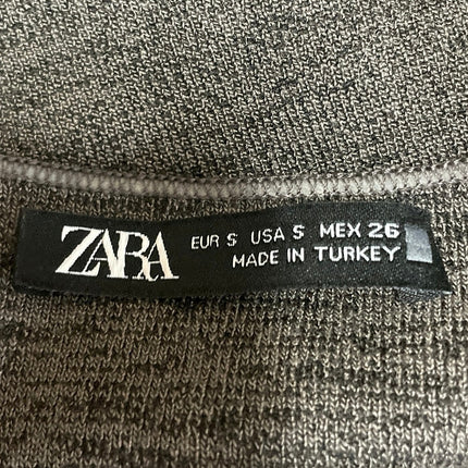 Zara Women's Dark Gray Sleeveless Knit Button Down Tank Vest Crop Top Size S