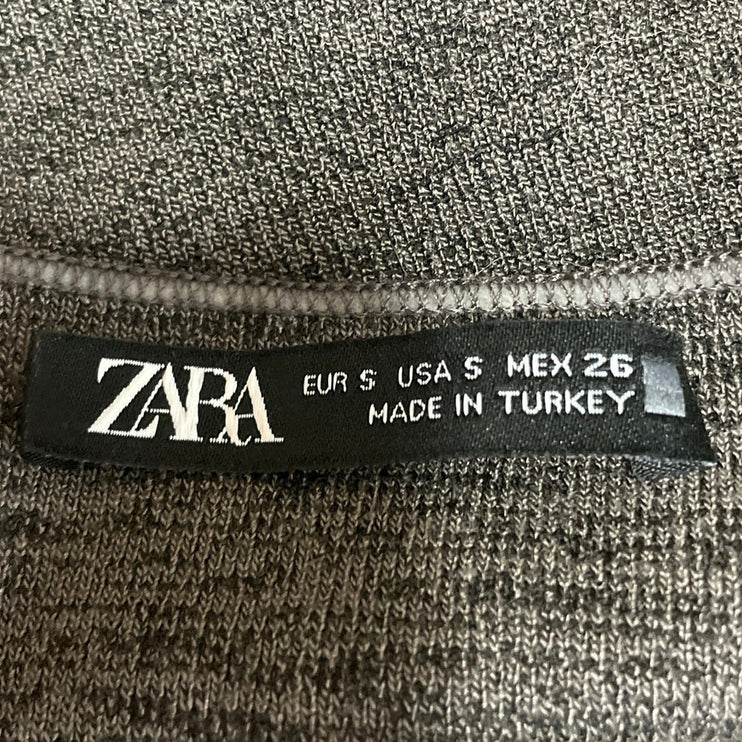 Zara Women's Dark Gray Sleeveless Knit Button Down Tank Vest Crop Top Size S