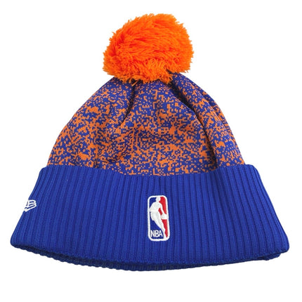 New Era New York Knicks NBA Blue Orange Embroidered Logo Pom Pom Beanie Hat OS