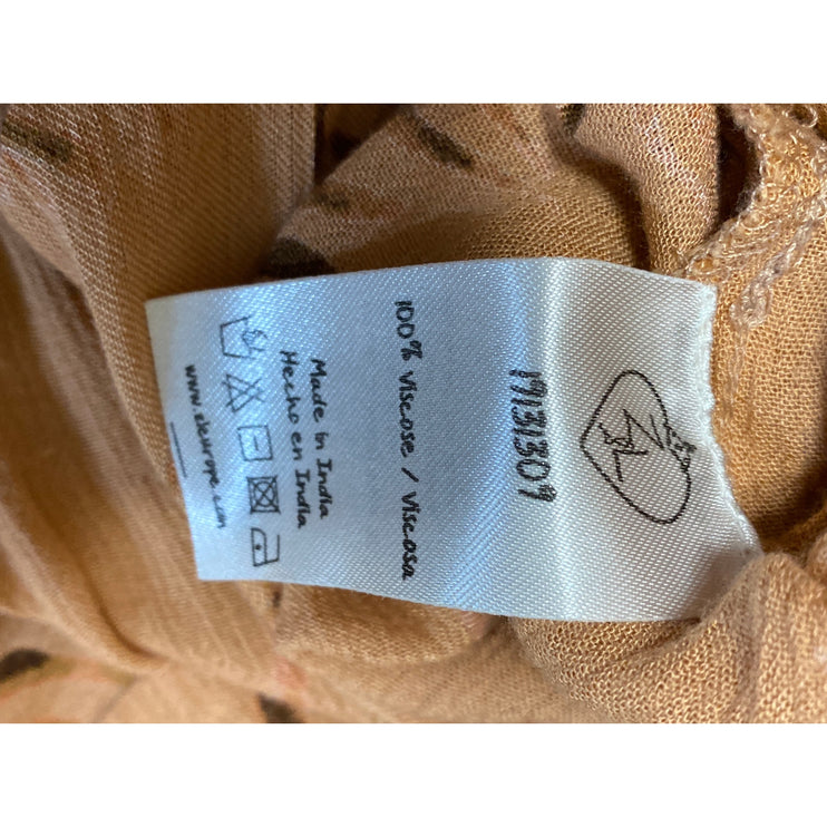 Z&L Tan Long Dolman Sleeve V Neck Pleated Open Back Blouson Maxi Dress Size S