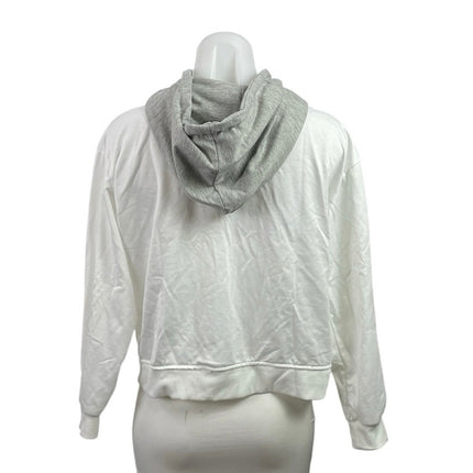 Womens White Gray Long Sleeve Layered Sweater Hoodie Sweatshirt Jacket Top  Sz 1