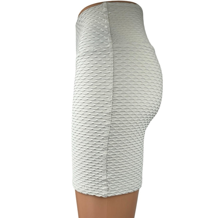 Booty by Brabants White Croco Skin High Waist Athletic Bike Running Shorts Sz S