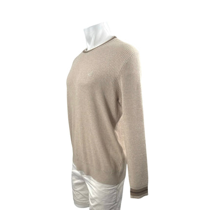 Beymen Club Men's Beige Long Sleeve Crew Neck Ribbed Knit Sweater Top Size L