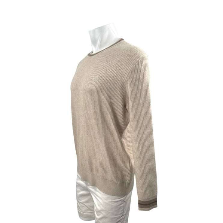 Beymen Club Men's Beige Long Sleeve Crew Neck Ribbed Knit Sweater Top Size L
