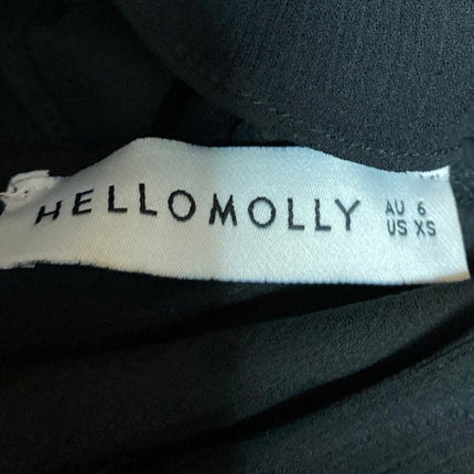 Hello Molly Women's Black 3/4 Puff Sleeve Wrap Tie Back Crop Blouse Top Size XS