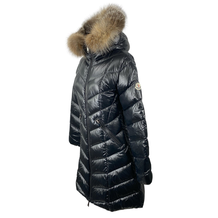 Moncler Women's Black Faux Fur Hoodie Long Sleeve Full Zip Puffer Coat Jacket 2