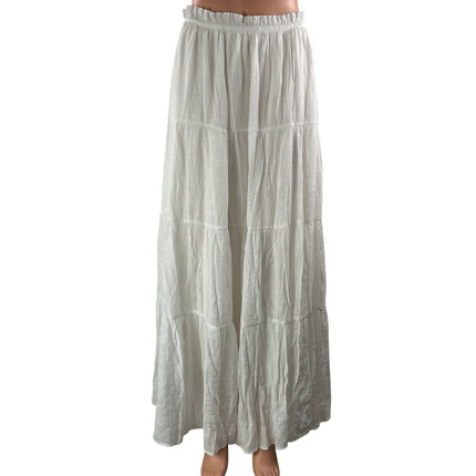 Princess Polly White High Waisted Ruffle Boho Tiered A Line Maxi Skirt Size 10