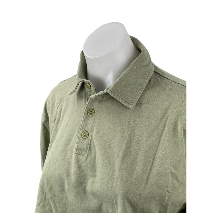 Aritzia Sunday Best Women's Green Long Sleeve Polo Cropped Shirt Top Size S