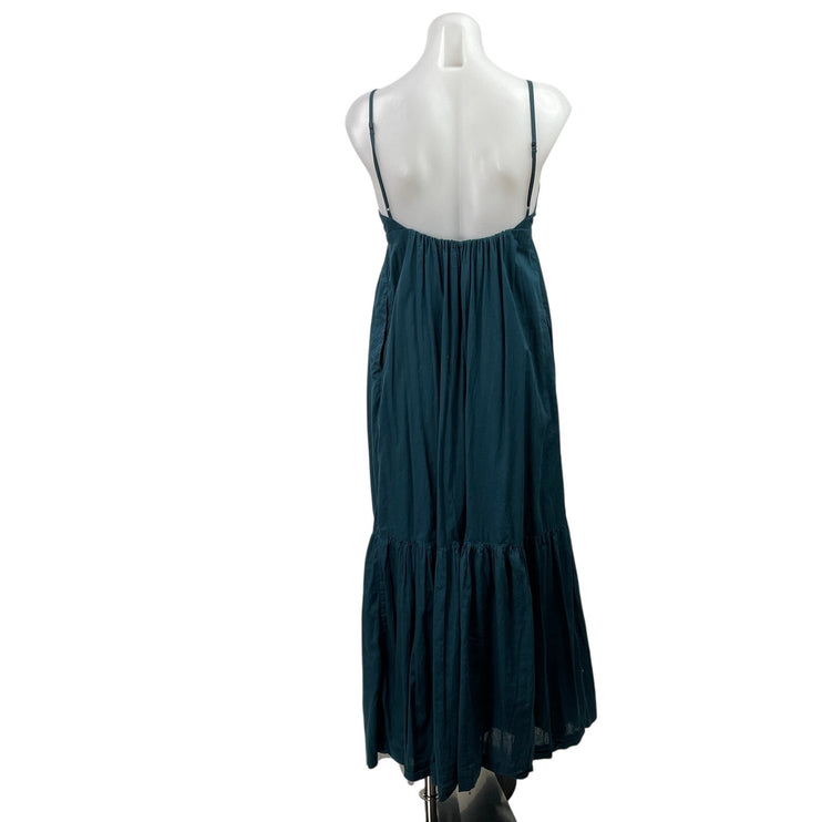 Abercrombie & Fitch Blue Sleeveless Pleated Cami Tiered A Line Maxi Dress Size S