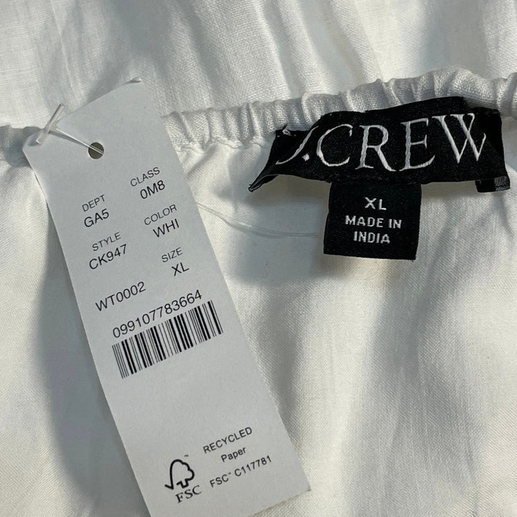 NEW J. Crew Women's White Peasant Boho Tiered Flowy Crinkle Maxi Skirt Size XL