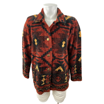 County Clothing Cheyenne Multicolor Aztec Fleece Button Up Shacket Coat Jacket M