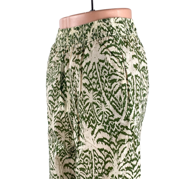 Zara Women's Green Tropical High Rise Barrel Palazzo Wide Leg Trousers Pants XS