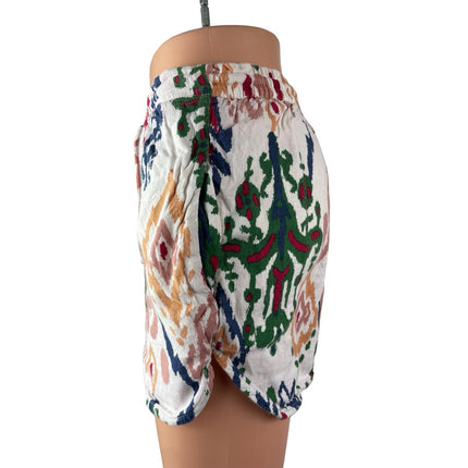 Zara Women's Multicolor Argyle Geometric High Rise Tie Boho Mini Shorts Size S