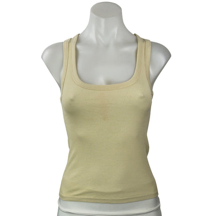 Zara Women's Light Yellow Ribbed Knit Scoop Neck Sculpt Cami Tank Top Size S