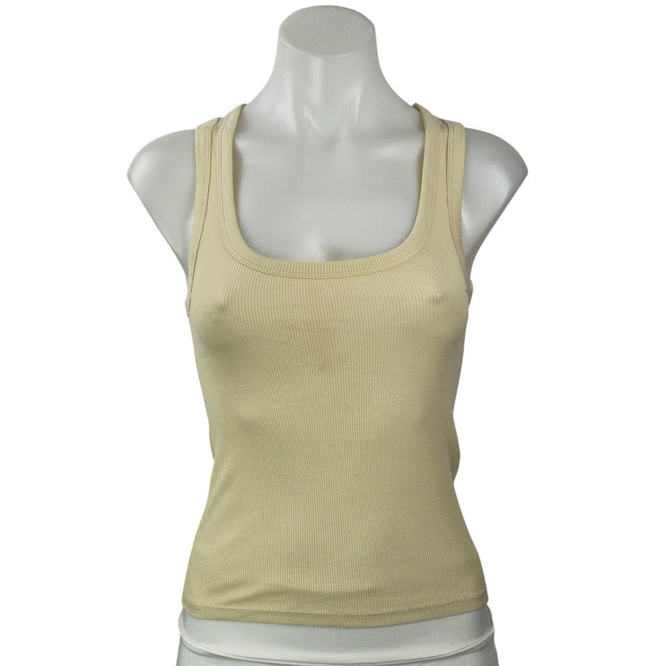 Zara Women's Light Yellow Ribbed Knit Scoop Neck Sculpt Cami Tank Top Size S