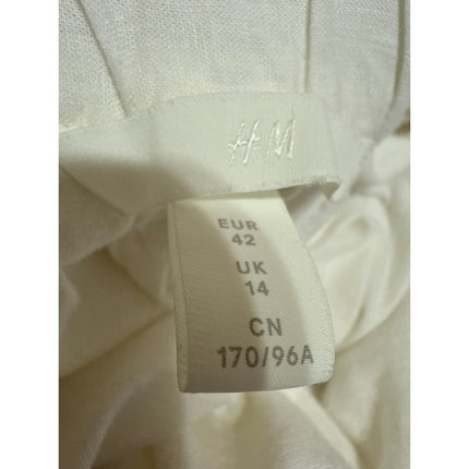 H&M White Halter Sleeveless V Neck Backless Open Back Midi Wrap Dress Size 12